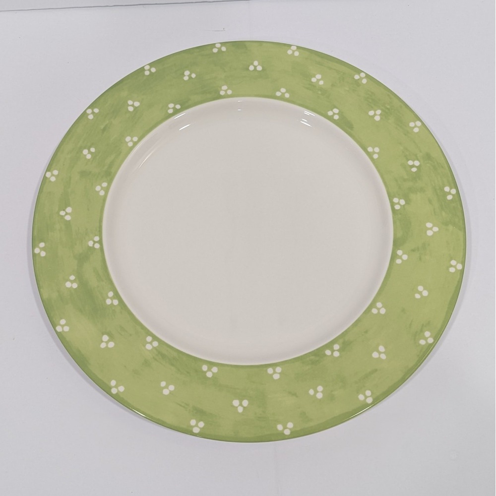 NORITAKE Susan Sargent Charger Plate Green White Dots 12 1/2" Platter Chop Plate
